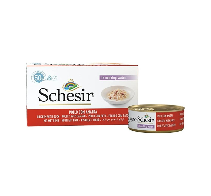 Schesir Llaunes Gat de Pollastre amb Ànec Multipack 6Ux50 g 6 8 X 6