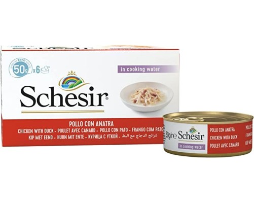 Schesir Llaunes Gat de Pollastre amb Ànec Multipack 6Ux50 g 6 8 X 6