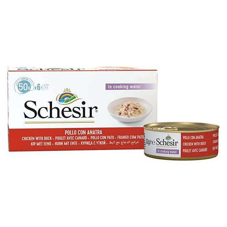 Schesir Llaunes Gat de Pollastre amb Ànec Multipack 6Ux50 g 6 8 X 6