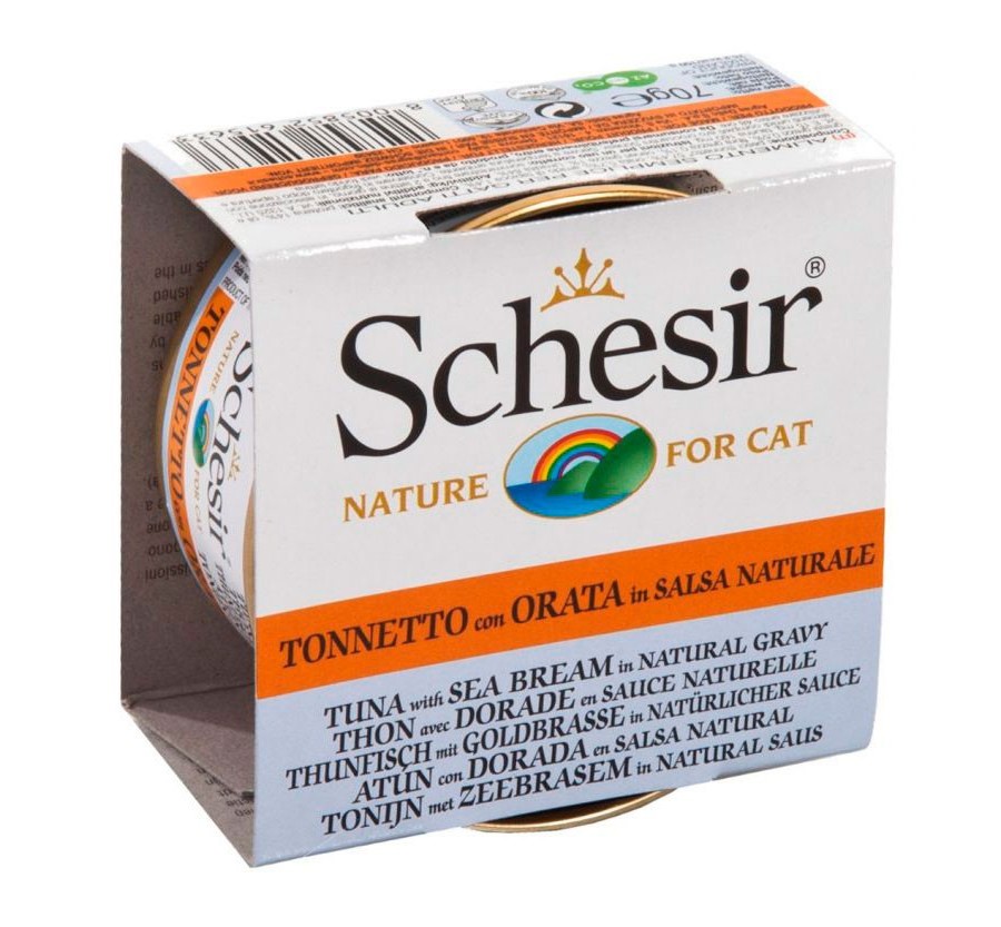 Schesir Llaunes Gat Tonyina amb Orada en Salsa Natural 70 g Gelatina