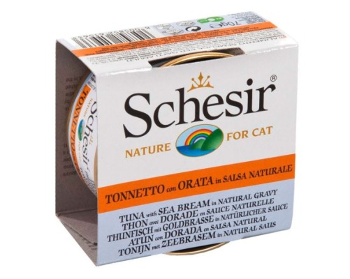 Schesir Llaunes Gat Tonyina amb Orada en Salsa Natural 70 g Gelatina