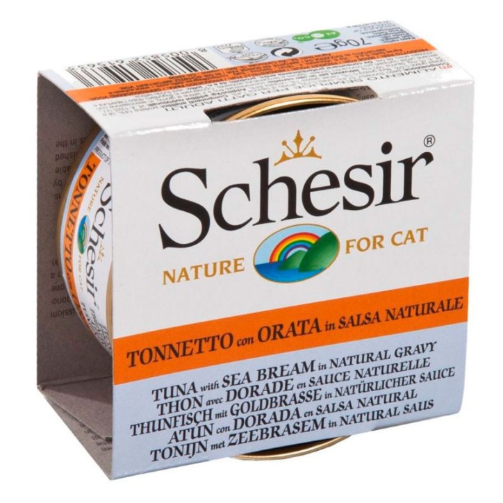 Schesir Llaunes Gat Tonyina amb Orada en Salsa Natural 70 g Gelatina