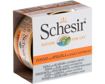 Schesir Llaunes Gat Tonyina amb Llobarro en Salsa Natural 70 g Gelatina