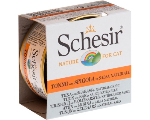 Schesir Llaunes Gat Tonyina amb Llobarro en Salsa Natural 70 g Gelatina