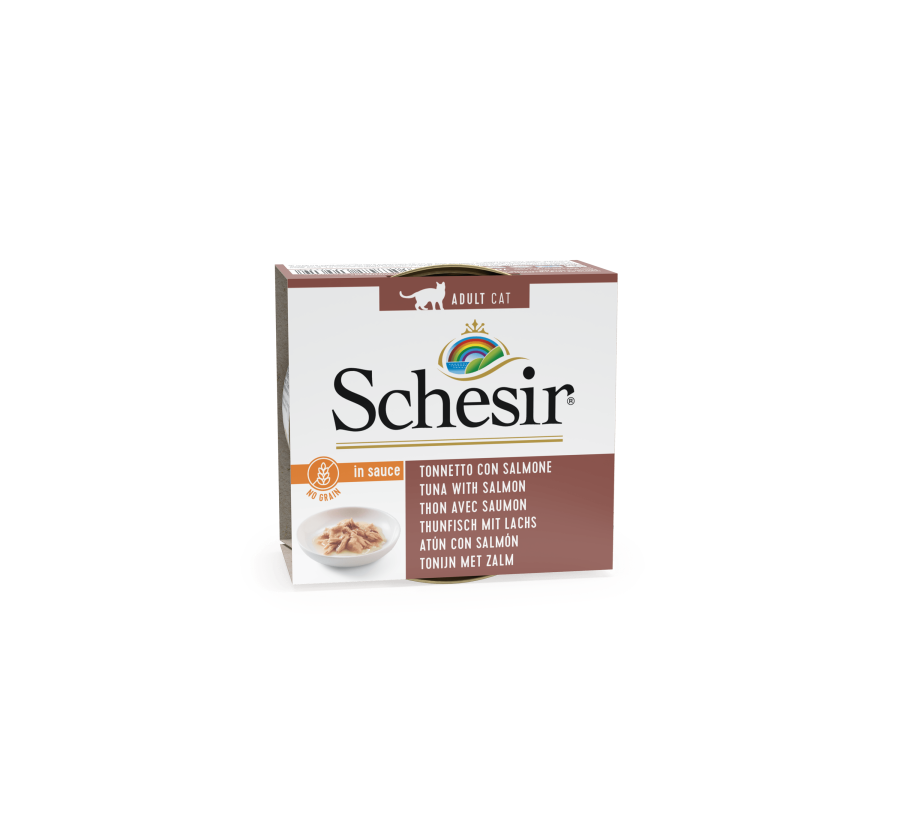 Schesir Llaunes Gat Tonyina amb Salmó en Salsa Natural 70 g Gelatina