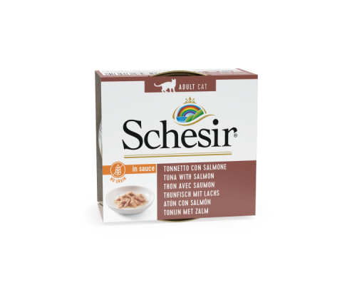 Schesir Llaunes Gat Tonyina amb Salmó en Salsa Natural 70 g Gelatina