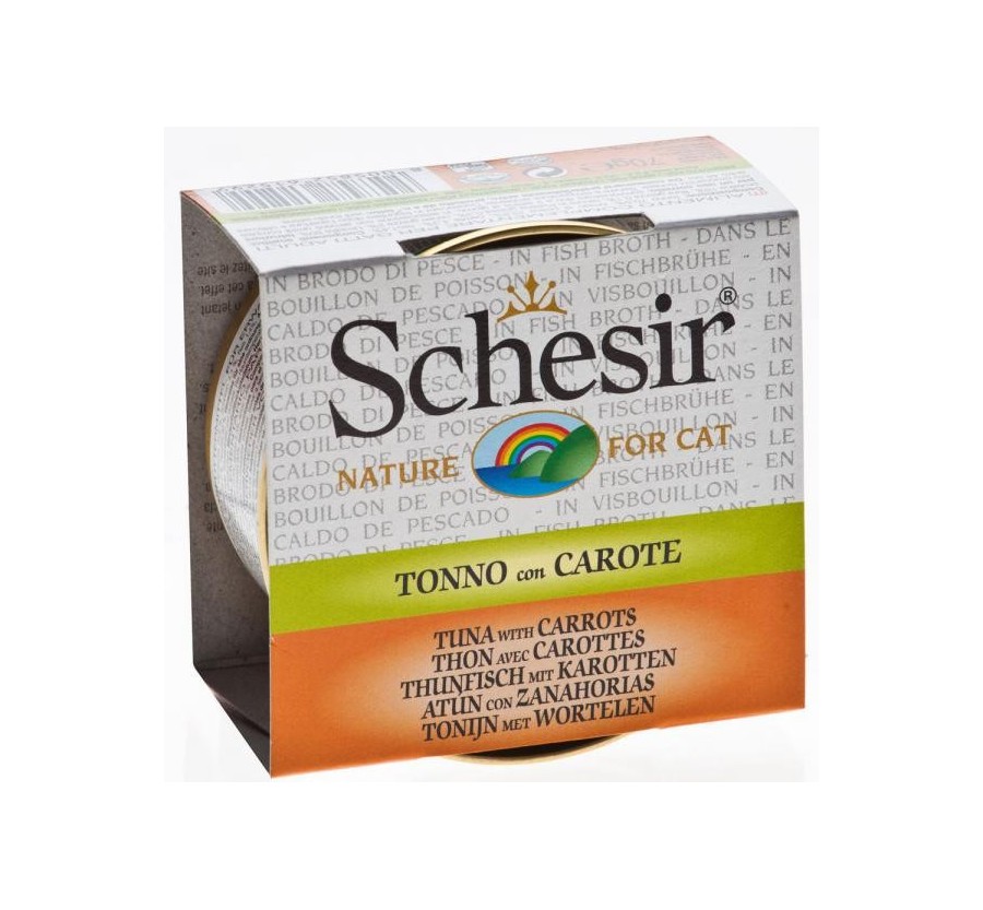 Schesir Llaunes Gat Tonyina amb Pastanaga en Brou 70 g