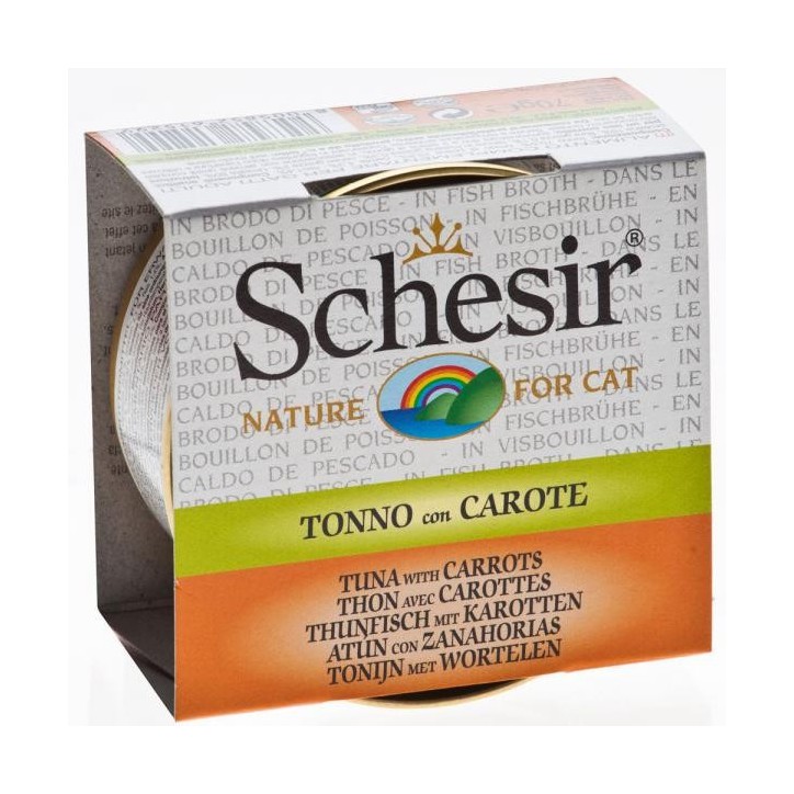 Schesir Llaunes Gat Tonyina amb Pastanaga en Brou 70 g
