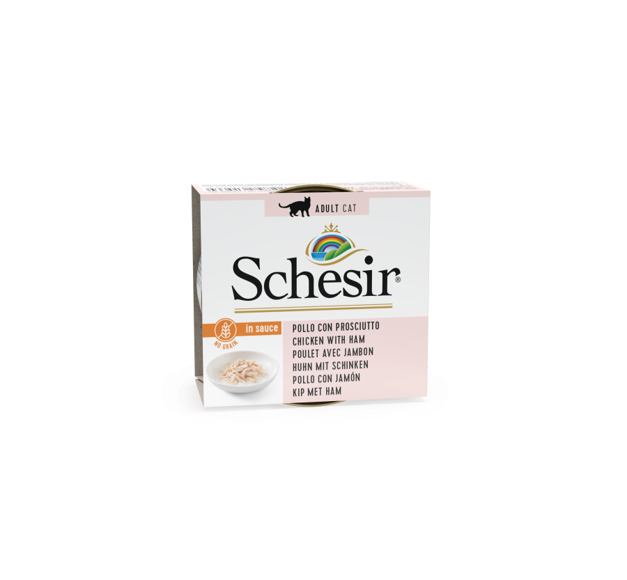 Schesir Llaunes Gat Pollastre amb Pernil en Salsa Natural 70 g Gelatina