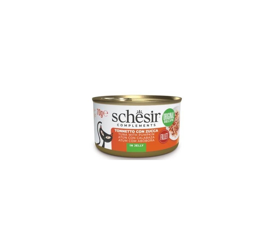 Schesir Llaunes Gat amb Gelatina Toñina amb Carbassa 70 Gr 12 Ud. 70 Gr