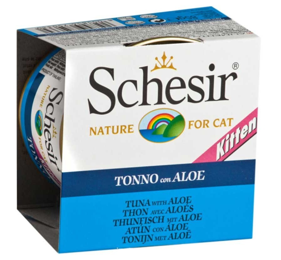 Schesir Llaunes Gat amb Gelatina De Toñina amb Aloe per a gatets 85Gr