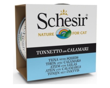 Schesir Llaunes Gat amb Gelatina De Toñina amb Calamars 85Gr