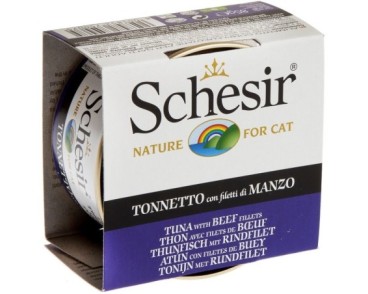 Schesir Llaunes Gat amb Gelatina De Toñina amb Filet de Bou 85Gr