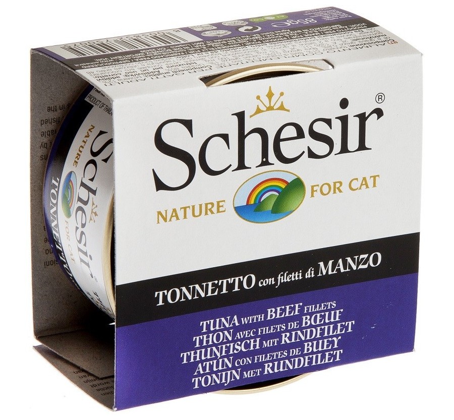 Schesir Llaunes Gat amb Gelatina De Toñina amb Filet de Bou 85Gr