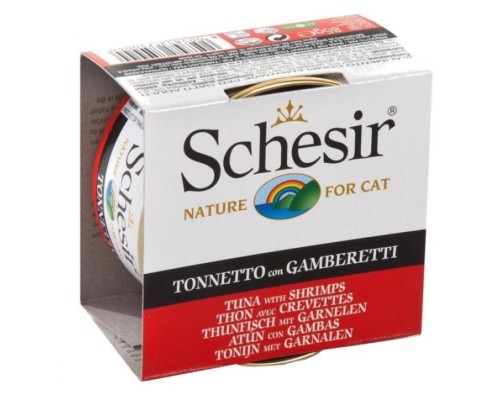 Schesir Llaunes Gat amb Gelatina De Toñina amb Gambes 85Gr