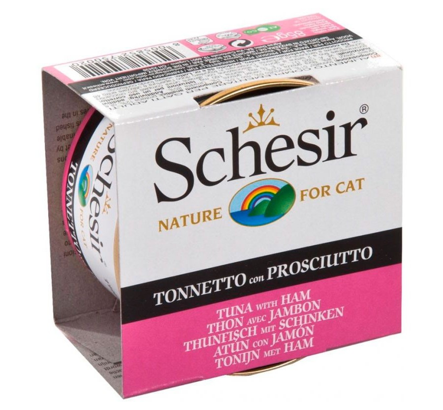 Schesir Llaunes Gat amb Gelatina De Toñina amb Pernil 85Gr