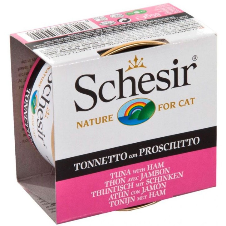 Schesir Llaunes Gat amb Gelatina De Toñina amb Pernil 85Gr