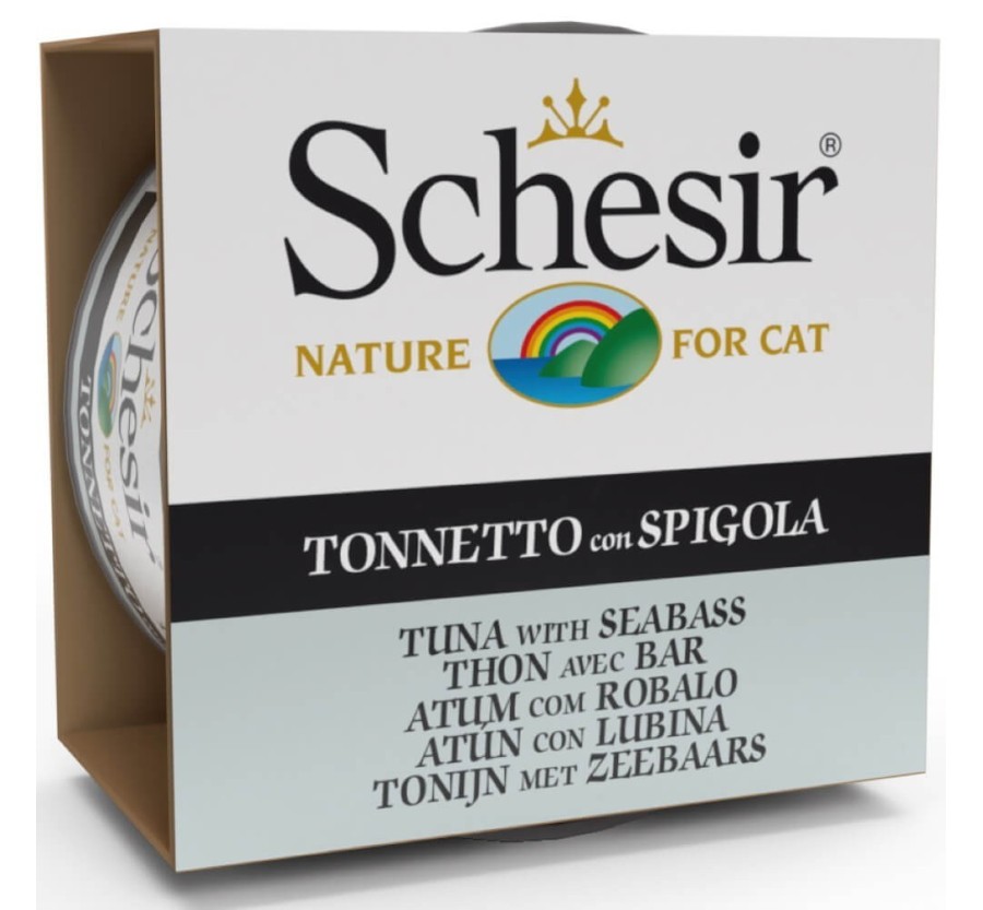 Schesir Llaunes Gat amb Gelatina De Toñina amb Lubina 85Gr