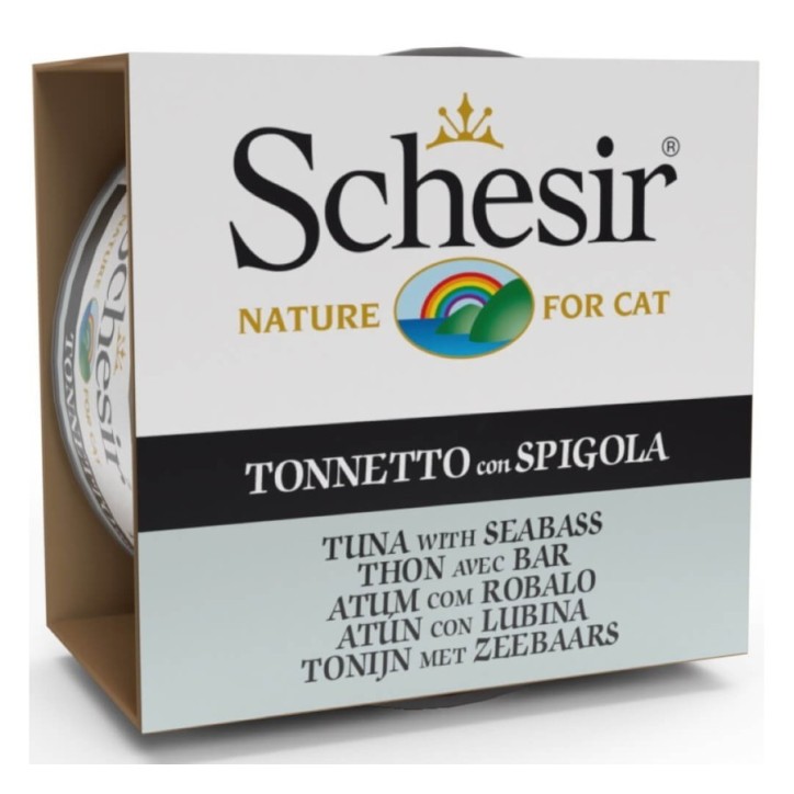 Schesir Llaunes Gat amb Gelatina De Toñina amb Lubina 85Gr