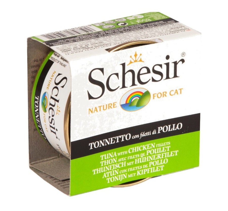 Schesir Llaunes Gat amb Gelatina De Toñina amb Pollastre 85Gr