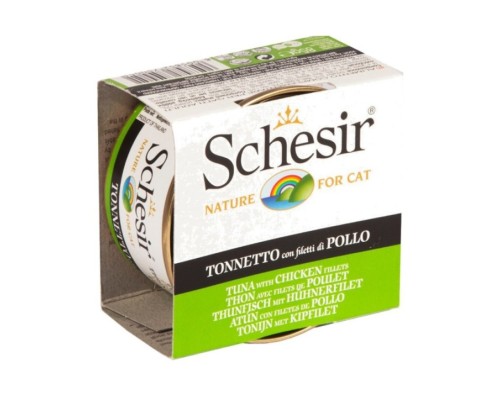Schesir Llaunes Gat amb Gelatina De Toñina amb Pollastre 85Gr