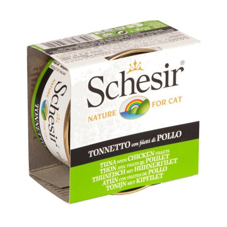 Schesir Llaunes Gat amb Gelatina De Toñina amb Pollastre 85Gr