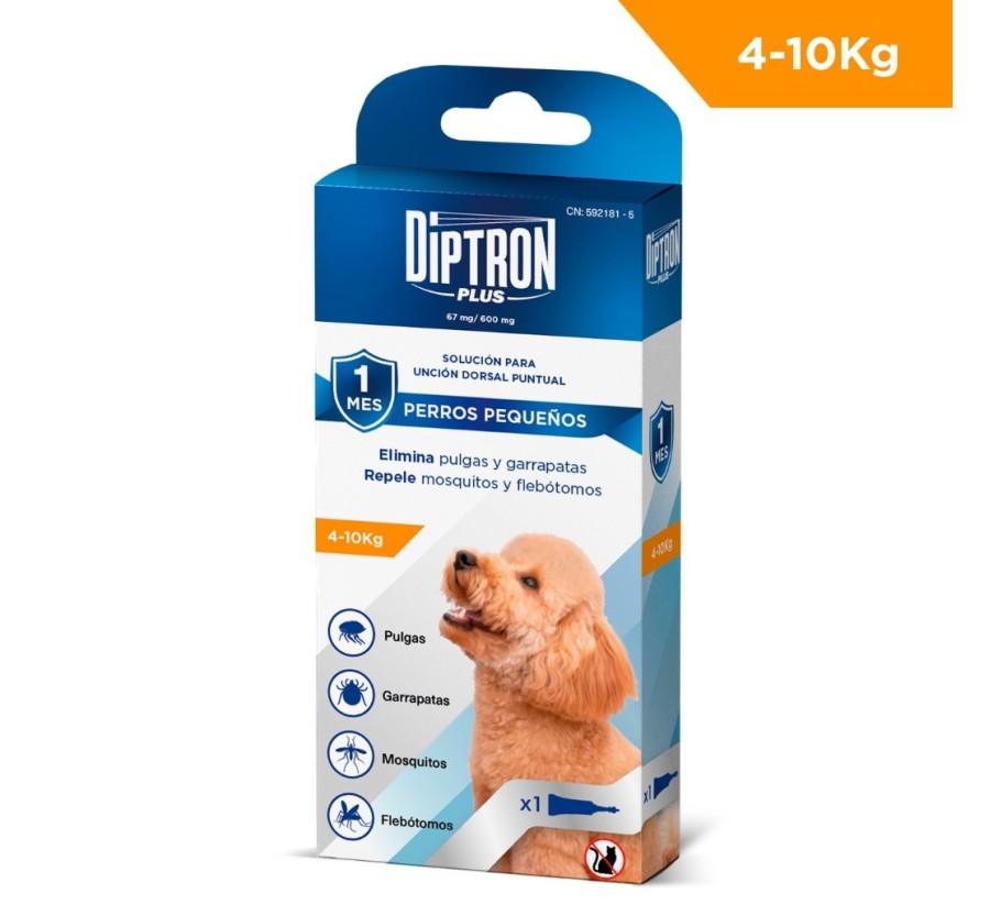 DIPTRON PLUS - PIPETA FIPRONILO + PERMETRINA 1,1 ML - PERRO PEQUEÑO (4-10 KG) - 1 UD