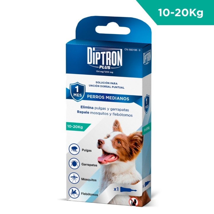 DIPTRON PLUS - PIPETA FIPRONILO + PERMETRINA  PERRO MEDIANO (10-25 KG)