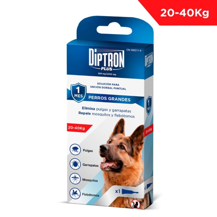 DIPTRON PLUS - PIPETA FIPRONILO + PERMETRINA - PERRO GRANDE (+25 KG)