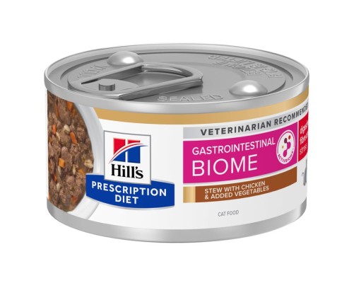 Hill's Prescription Diet Feline Gastrointestinal Biome Stress estofat amb pollastre i verdures (llauna) 82g
