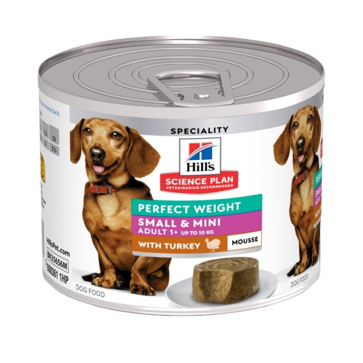 Hill's Science Plan Canine Adulto Mousse Small & Mini Perfect Weight Pavo 200g