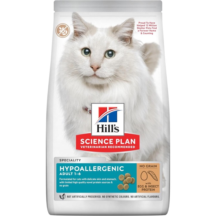 Hill's Science Plan Feline Adult Hypoallergenic Huevo e Insectos 6x1.5Kg